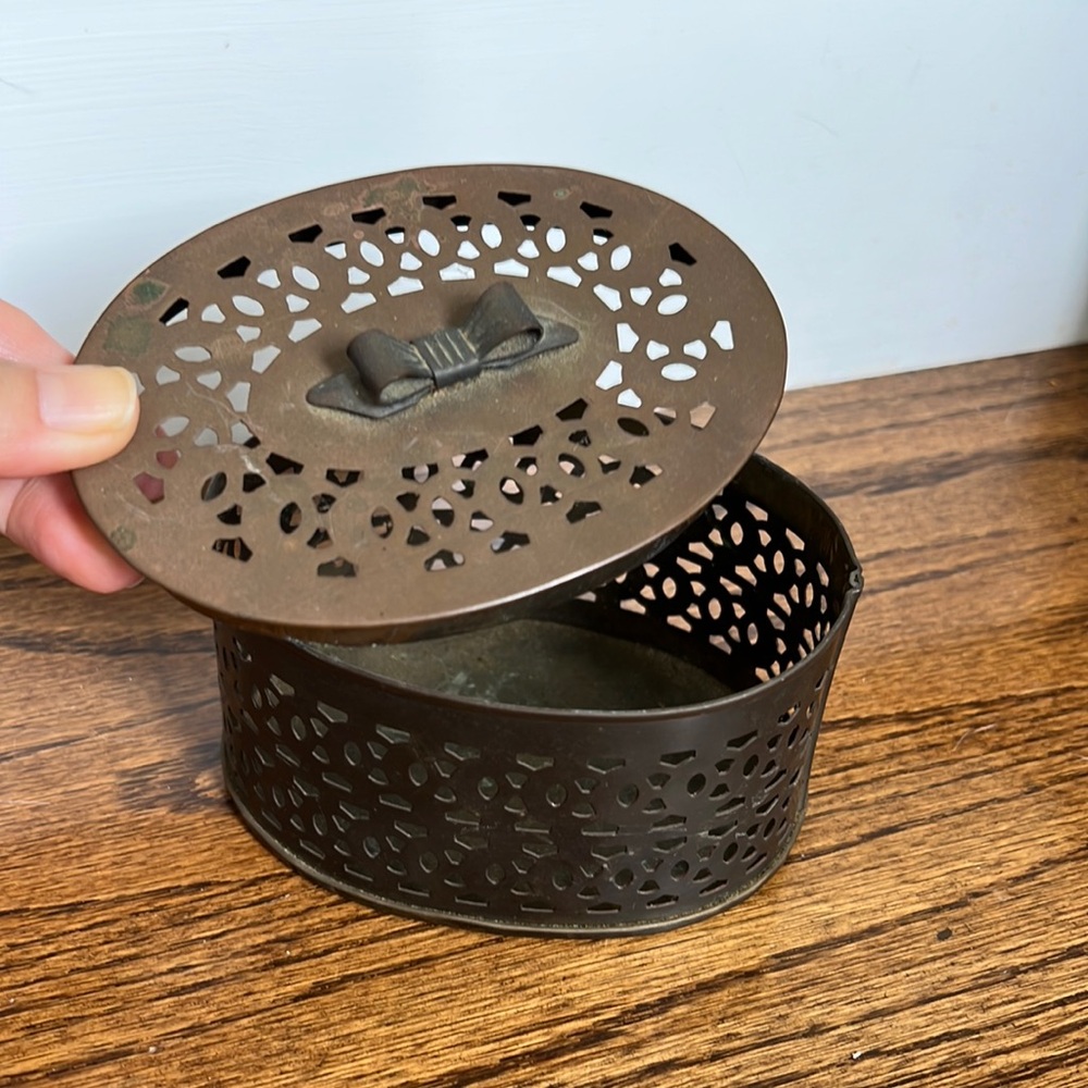Aged oval brass box